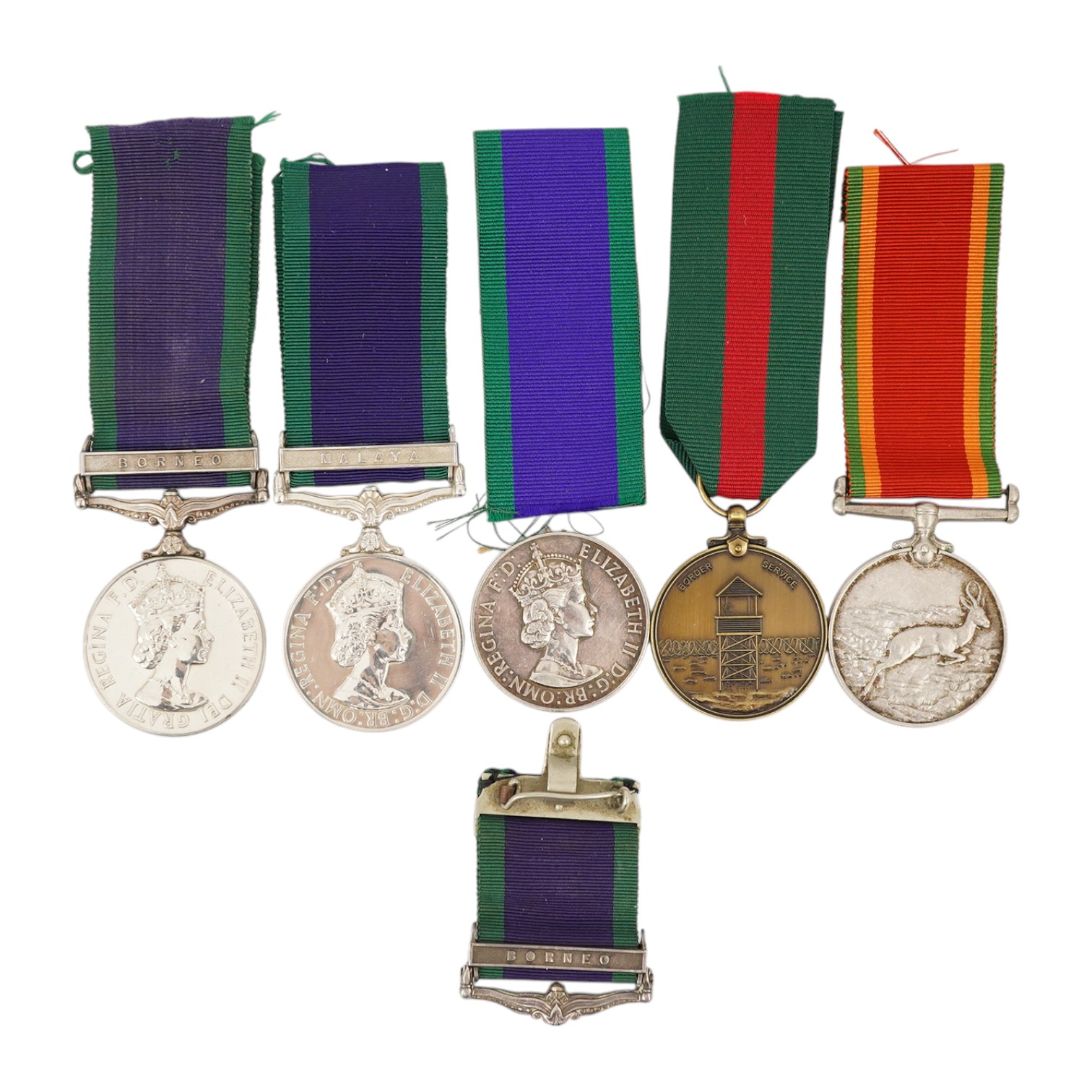 Five medals including three ERII General Service Medals